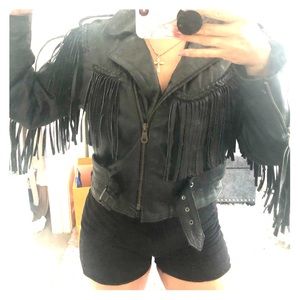 Motorcycle Fringe Leather jacket size small.